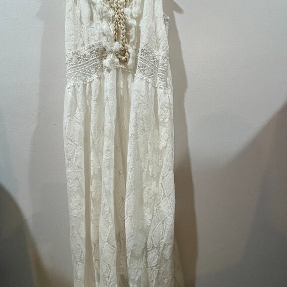 NWT $48 Cupshe Boho Lace Bohemian Flowy White Lace Midi Festival Dress Size Sm - Picture 15 of 15